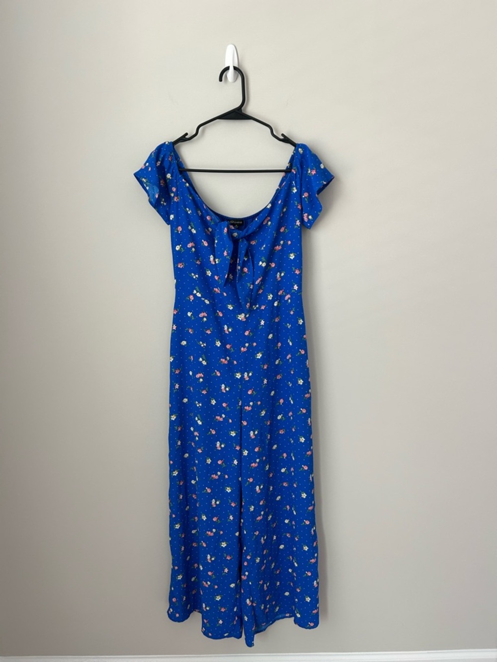Blue Floral Tie-Front Women's Jumpsuit